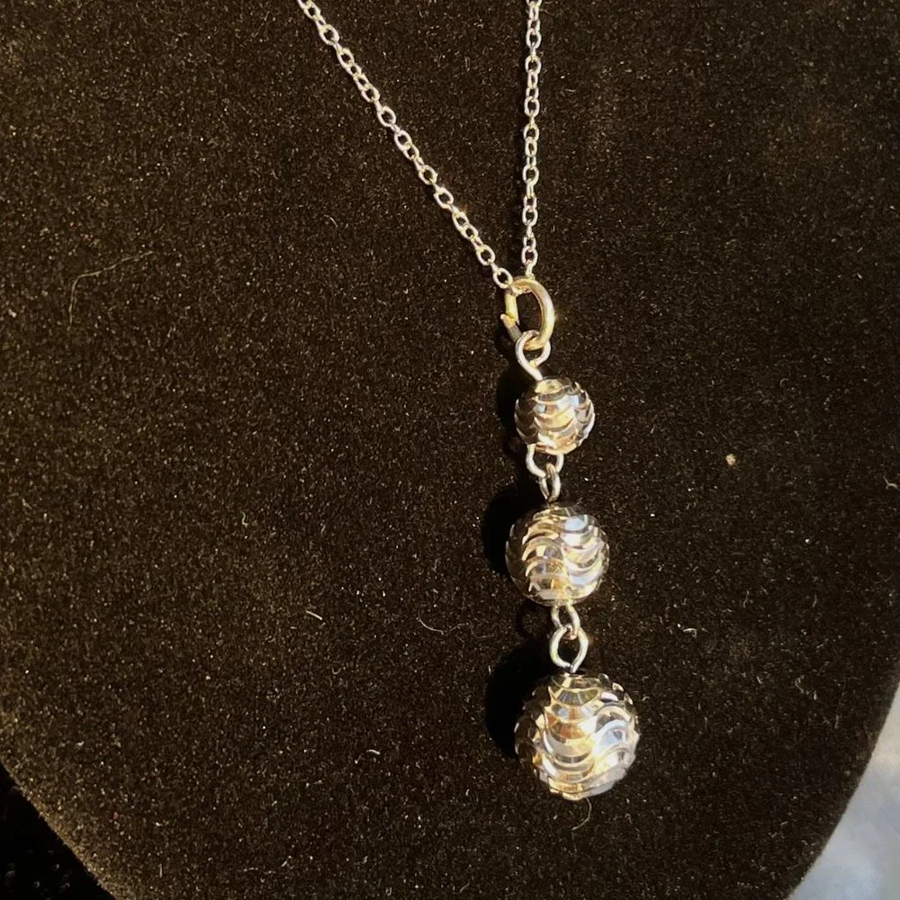 Silver graduated globe necklace 925 - Picture 3 of 5